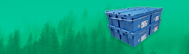 Hos Brødrene Dahl kan du få dine varer leveret i blå plastkasser. På den måde bidrager du til et bæredygtighed og bliver fri for affaldspap.